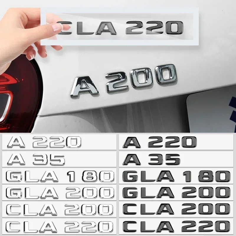 

3d ABS Black Car Letters For Mercedes Benz AMG A45 A160 GLA200 CLA180 V8 V12 4MATIC Emblem Badge Logo Sticker Trunk Accessories