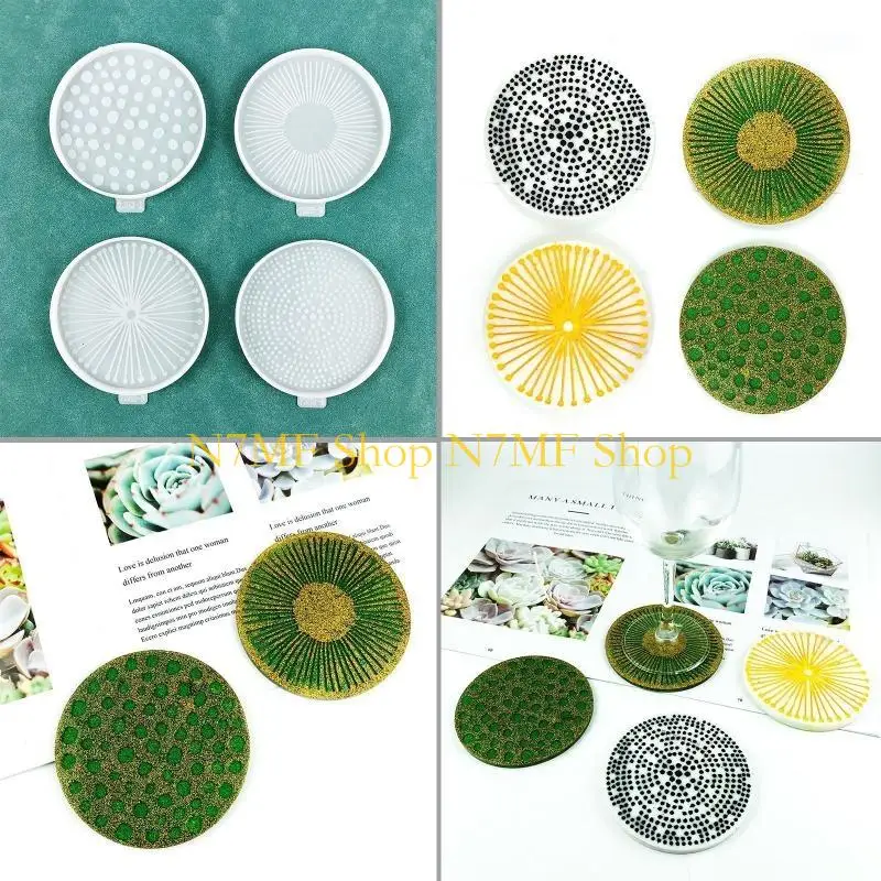 N7MF DIY Round Leopard Print Polkas Dot Coffee Pad Teas Teas Silicone Mould