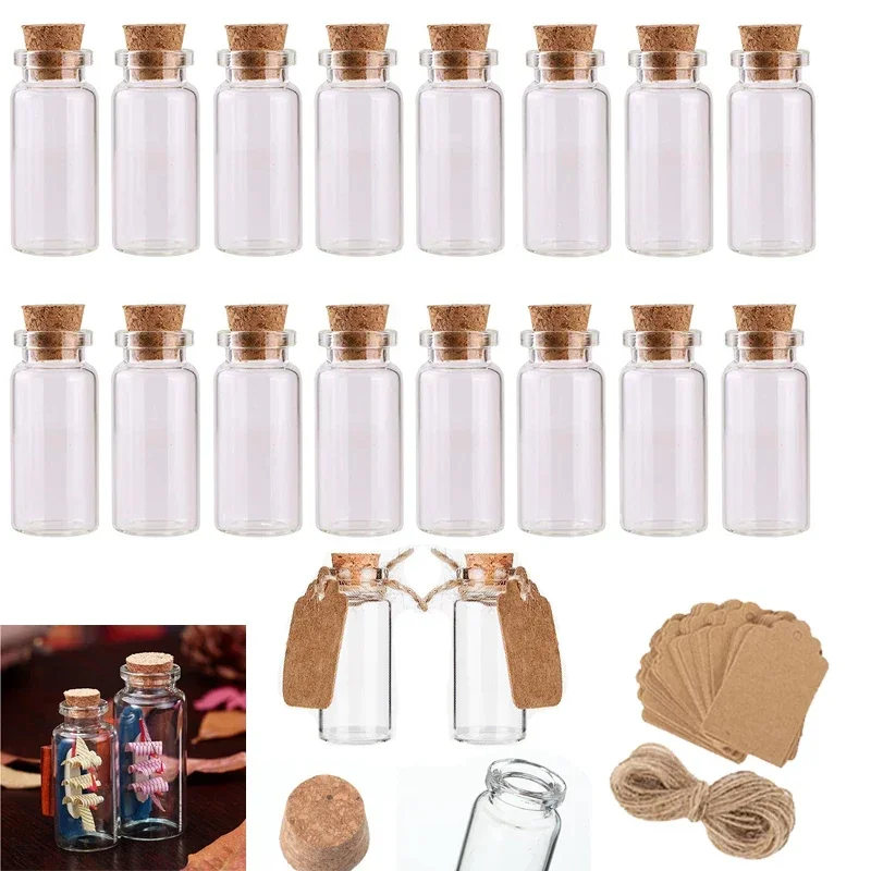 

50PCS 5ml-30ML Small Gravel Bottle with Corks Set Gadgets Mini Wishing Vials Message Bottles For Wedding Favors Wind Chime Decor