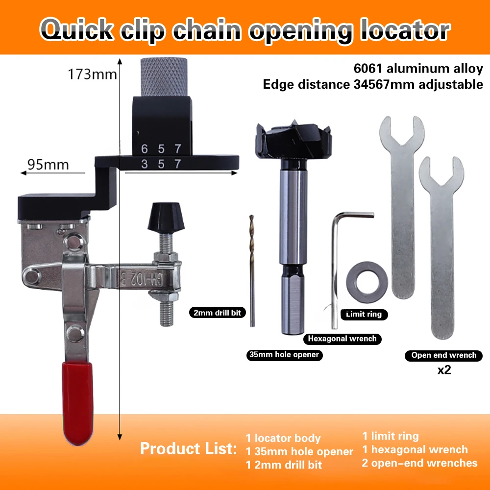 Imagem -05 - Hole Drilling Guide Locator Template Escondido Dobradiça Jig 35 mm Carpintaria Quadro Gabinete Armário Porta Dobradiças Instalação