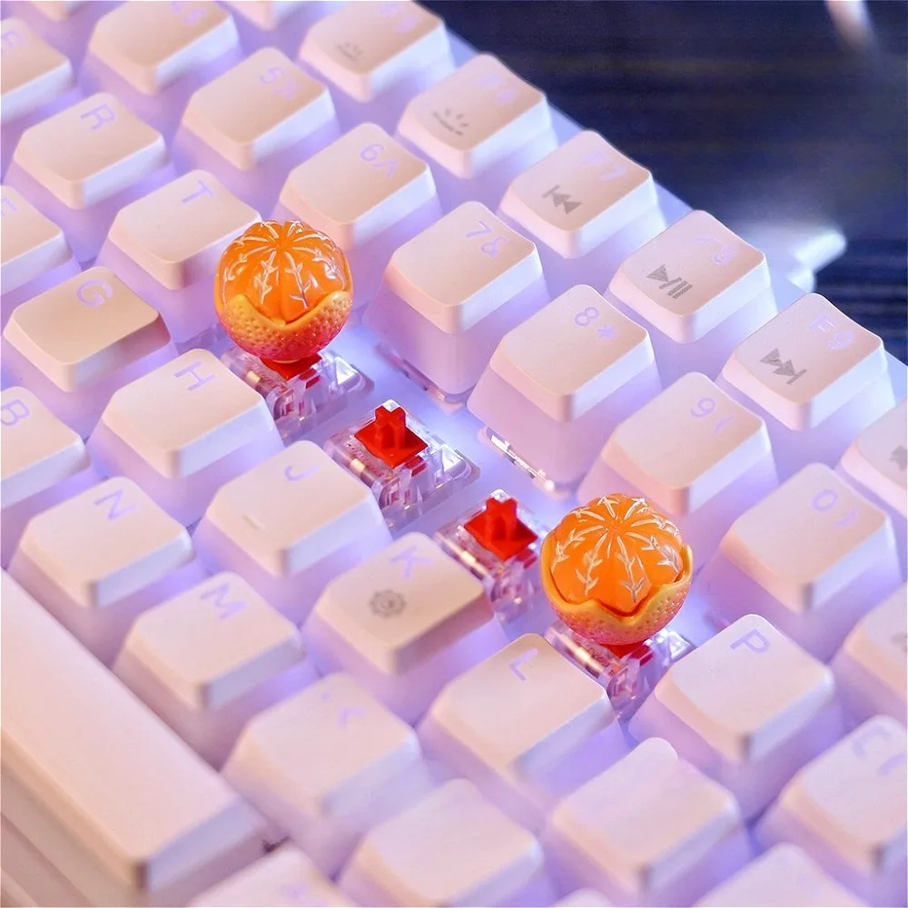 Orange Artisan Keycaps for MX Switches, 3D Cute Keycap Set, Custom Mechanical Keyboard, Novelty Gift for Couples Birthday