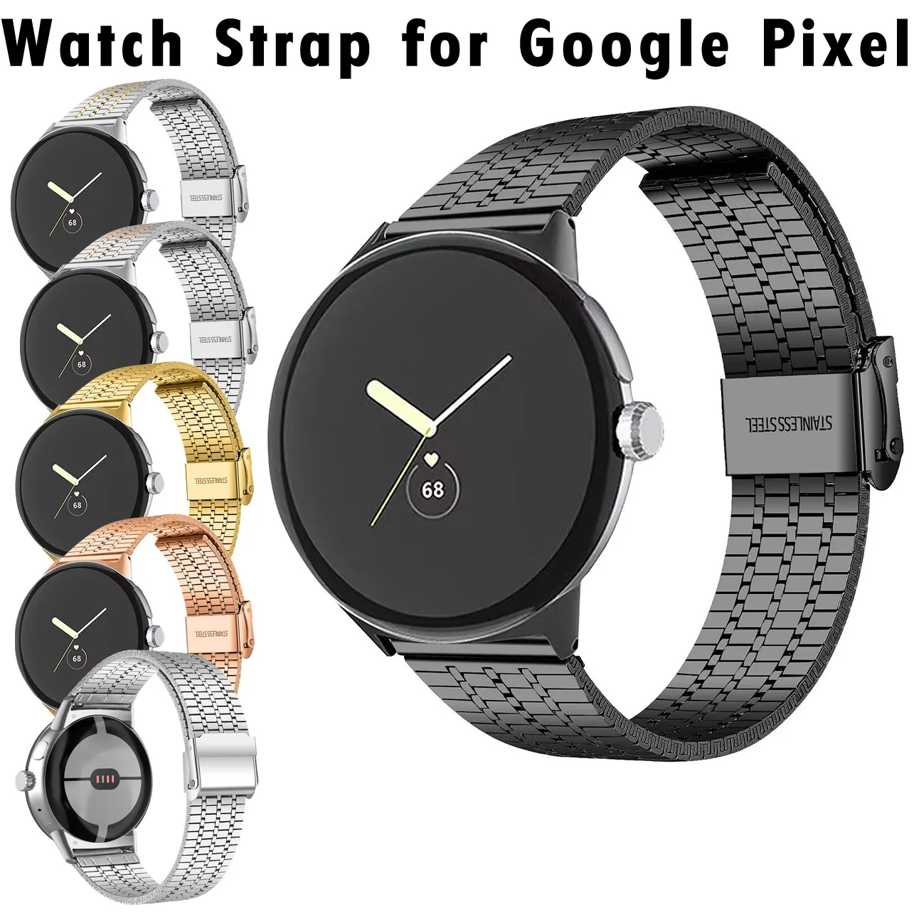 Strap for Google Pixel Watch 3 45mm Stainless Steel Band for Google Pixel Watch 1 2 3 Wristband Replace Bracelet Accessories