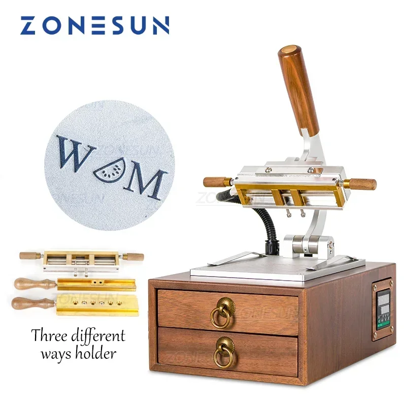 ZONESUN Multi-Function Digital Foil Hot Stamping Logo Embossing Brass Letters Label Bronzing Leather Wood Heat Press Machine