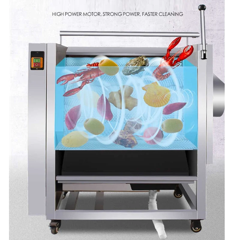 Industry Commercial Root Vegetable Fruit Ginger Potato Roller Peeler Washing Peeling Cleaning Machine