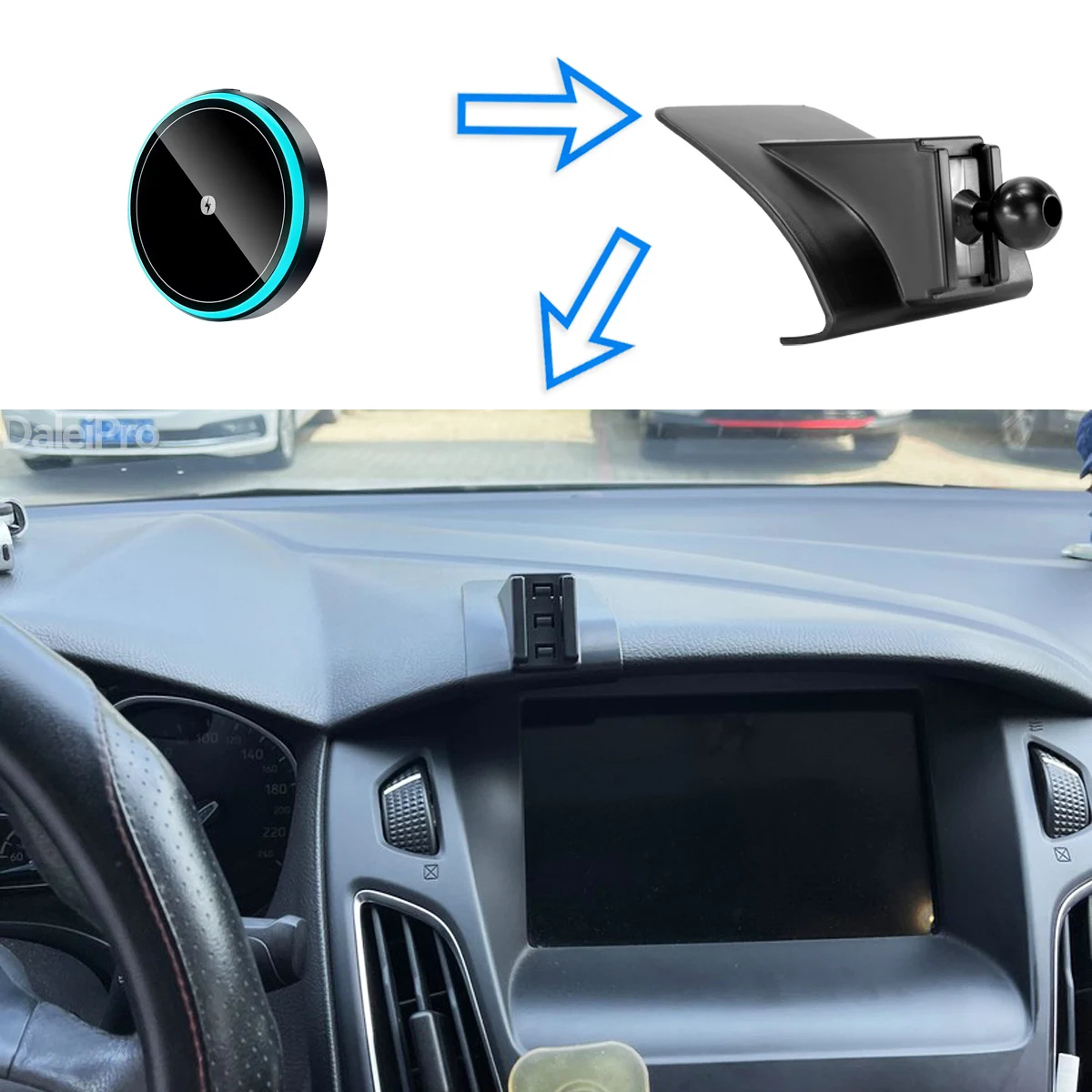 For Ford Focus MK3 2011 2012 2013 2014 2015-2018 Phone Holder, 2-in-1 Holder & Base Kit, OEM Clip-On Design Phone Mount Base