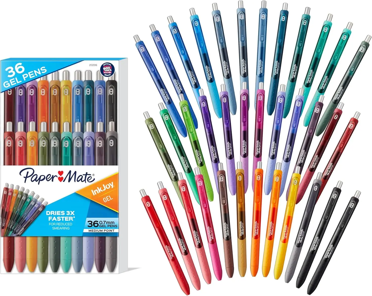 

Retractable Gel Pens, Medium Point 0.7mm, Assorted Colors 36-Pack - Smooth Writing Office Supplies