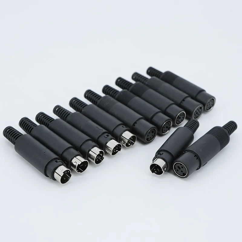 Mini DIN Male Female Plug 3/4/5/6/7/8 PIN Chassis Cable Mount D Connector Socket Welding Wire S Terminal PS2 Male handle
