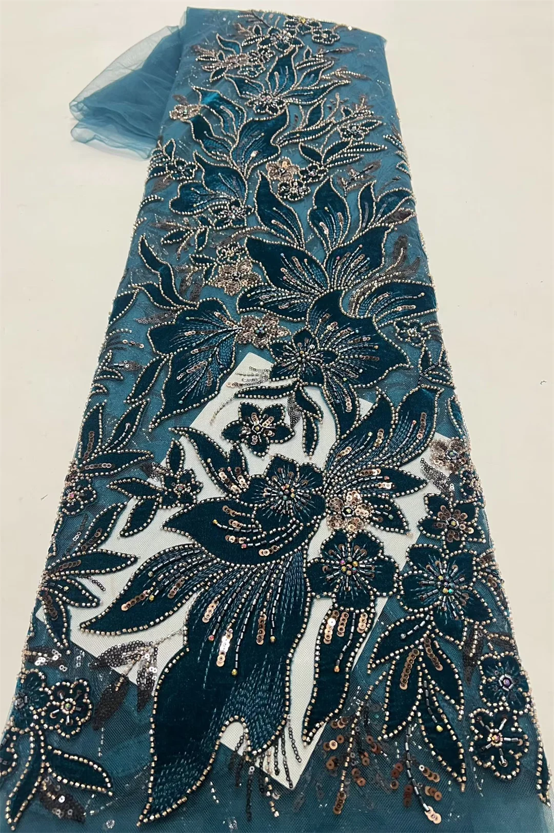 Luxury African Sequins Lace Fabric,Super Quality Nigerian Wedding Beaded Embroidery,French Tulle Rhinstones For Dress Sewing