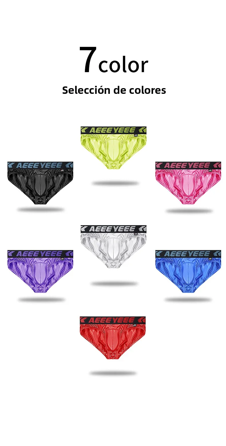 Calzoncillos deportivos transpirables y sexys para hombre, de corte triangular, cintura media, de nailon, spandex y seda fría...