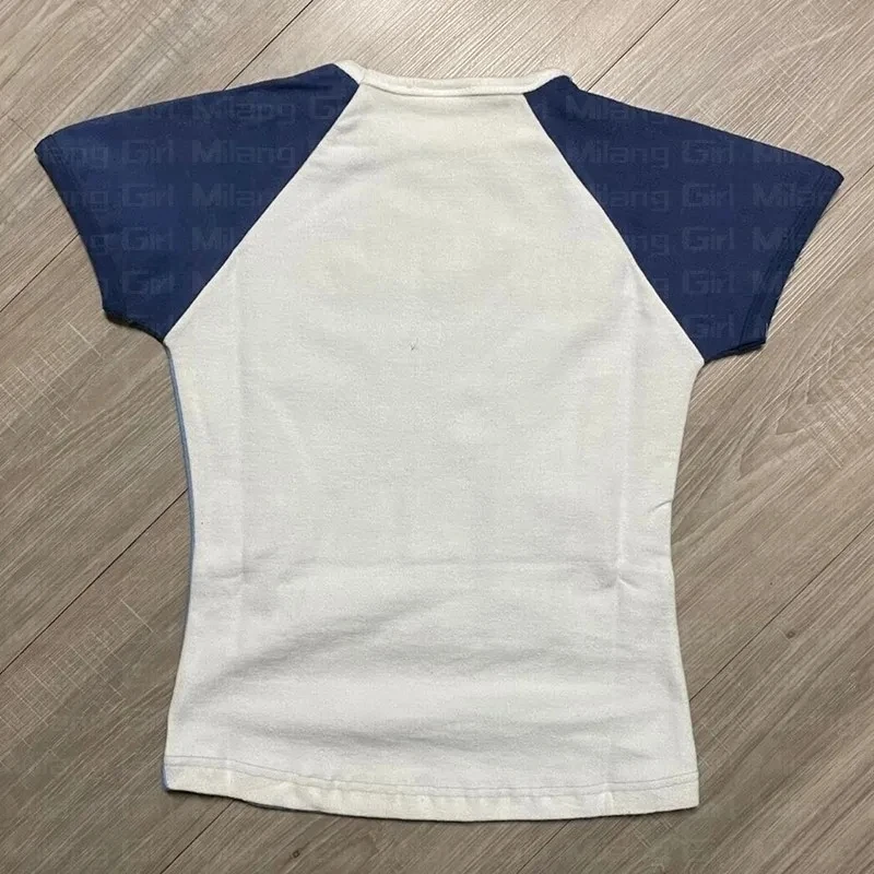 Y2k Clothes Gothic Croped Tops Letter Print Aesthetic Short Sleeve T-Shirt Vintage Women Casual Baby Tee Streetwear Clothes view 3