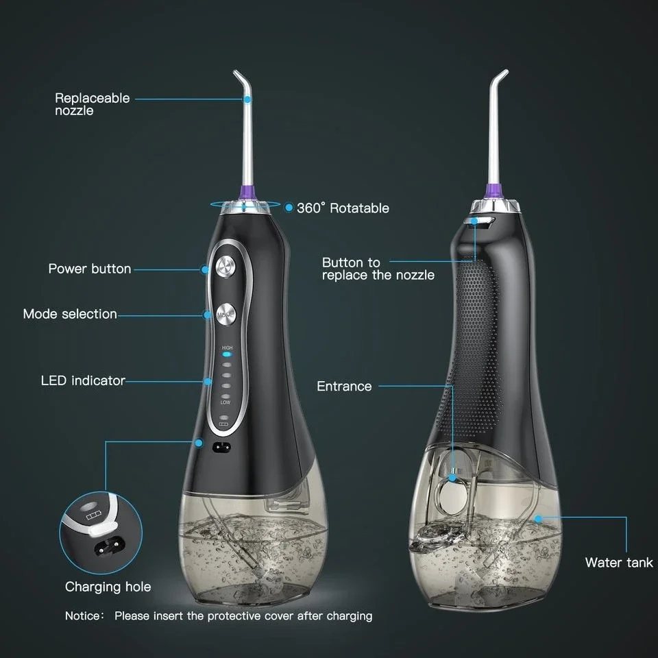 Dental rinse 8 black nozzle accessories one portable box for delivery.