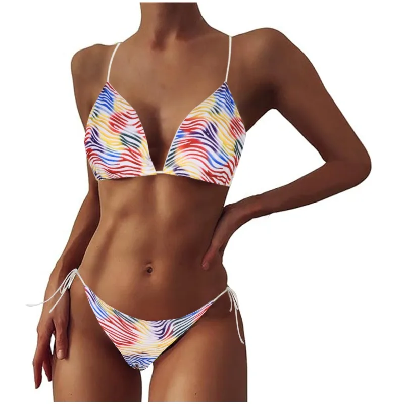 Leopard Bikinis Sets Womens Hanging Neck Tie Sexy Swimsuit Female Swimwears Swimming Suit Hot Summer Women's Swim Trunks 2024
