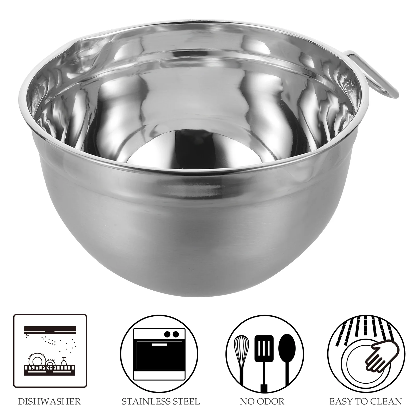

Stainless Steel Mixing Bowl Kitchen Prep Large Egg Kneading Dough Salad Soup Noodle Rice Multi-Functional