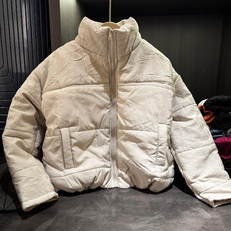 

Женская плиссированная куртка Miyake, новинка зимы 2021, однотонная хлопковая одежда, женская свободная короткая утепленная куртка на молнии с длинными рукавами, блузка