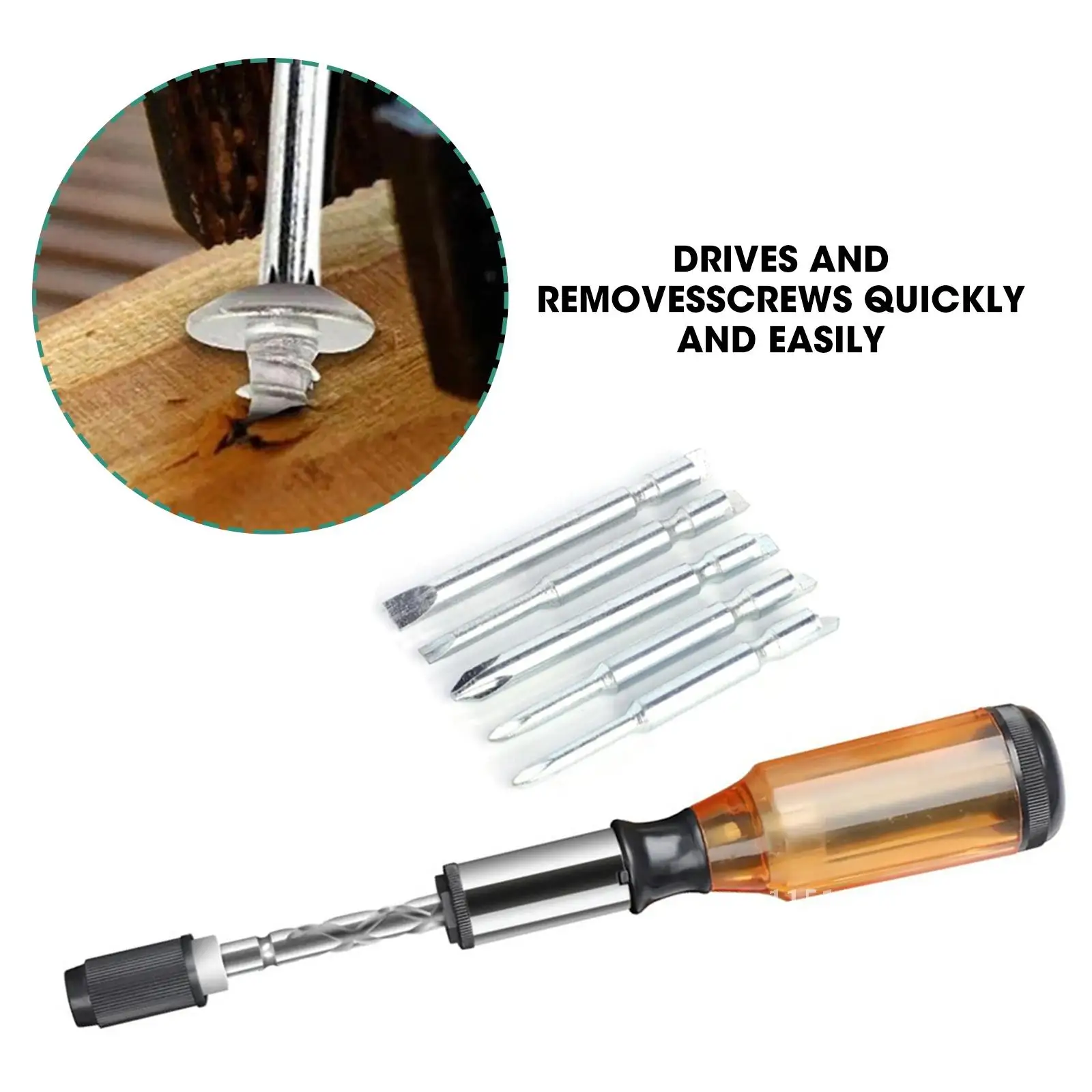 Huishoudelijk Ratelend Stopcontact Schroefstuurset 6 In1 Vervangbare Koppen Push Pull Ratelschroevendraaier