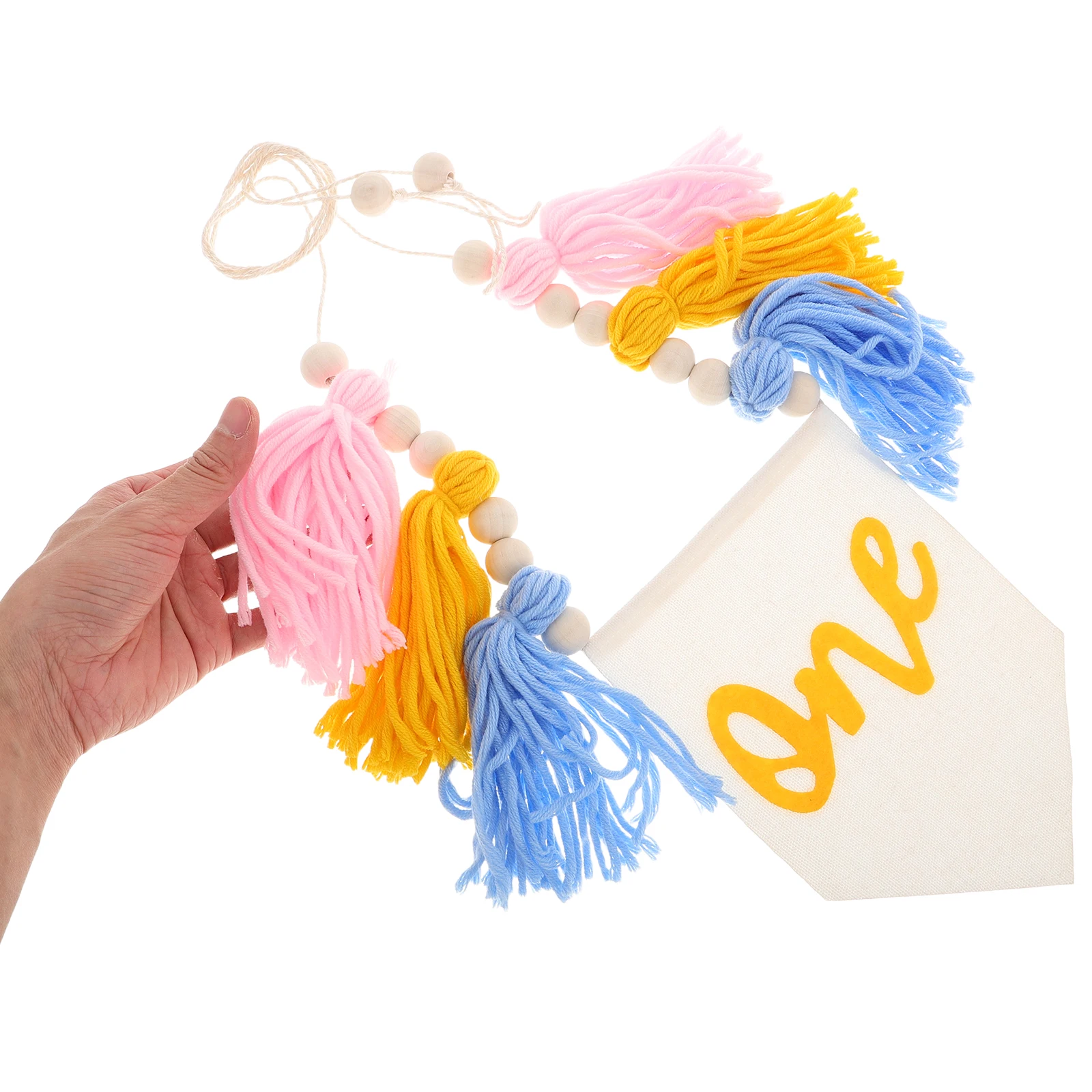 

First Birthday High Chair Banner Photography Tassel Wall Hanging Colorful Flags Baby Shower Backdrop Festival