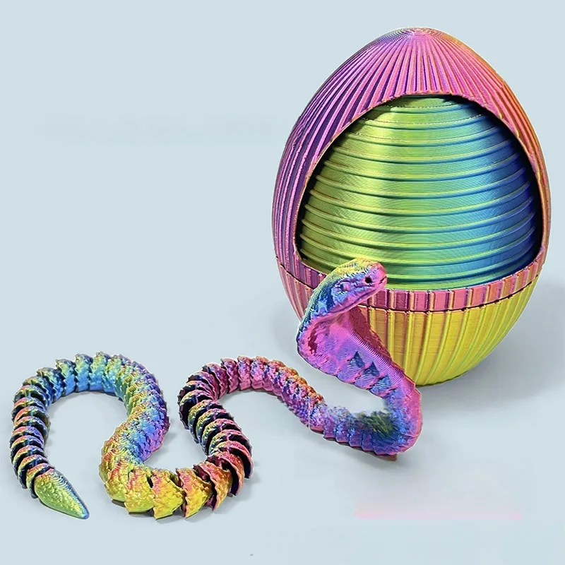 3D Printed Snake Egg Vivid 3D Printed Snake in Egg 3D Printed Toys Snake Fun 3D Printed Articulated Snake Home Decorative