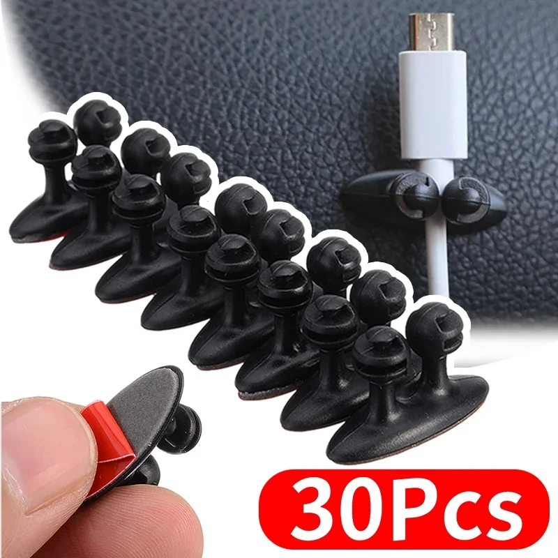 10/20/30/40/50/60Pcs Cable Clip Winder Organizer Round Charger Cord Clips Desk Tidy Management Wire Self-Adhesive Holder Clamp