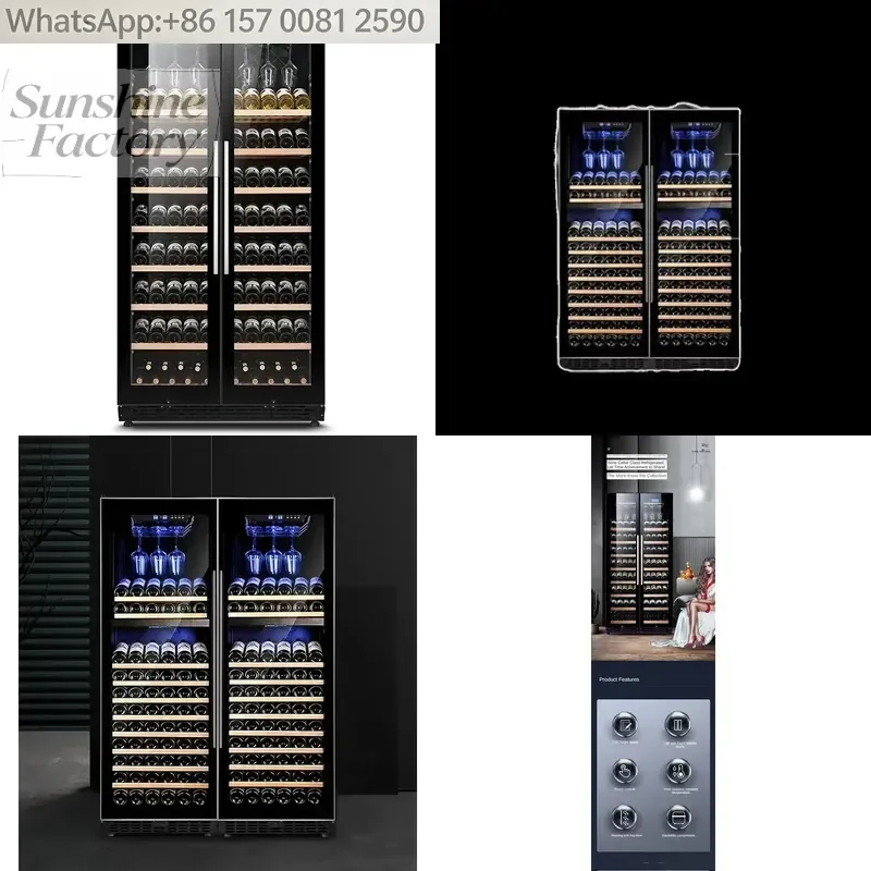 Freestanding 300 Bottle Capacity Wine Cooler Refrigerator Compressor Double Zone Thermostatic Wine Cabinet