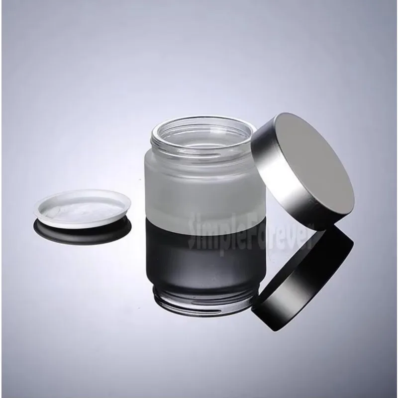 300pcs/lot Frosted Glass 15ml Small Cosmetic Bottle 15g Sample Packaging  Empty Cream Jar with Silver Lids