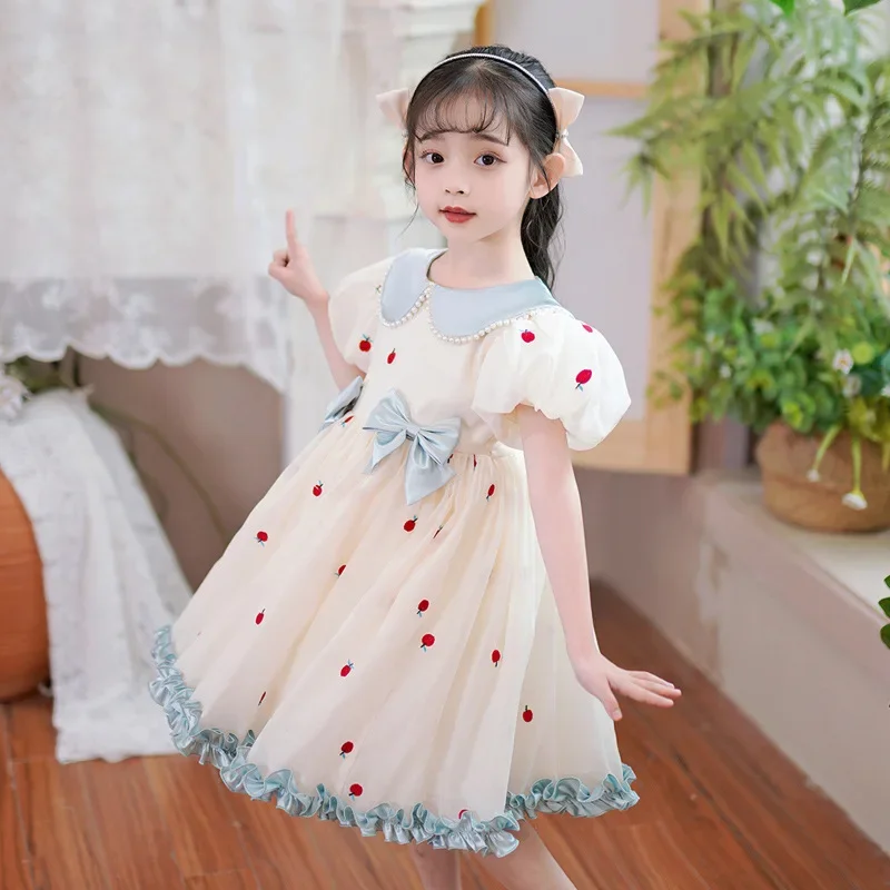 

Girls' Short Sleeve Dress Children's Baby Princess Dress Summer New Style3-12Children's Mesh Dress