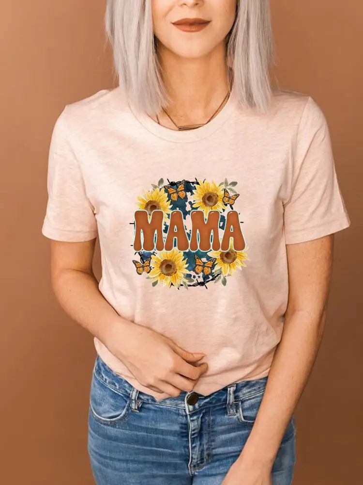 

Tee Clothes Fashion Short Sleeve Clothing Top Flower Floral Mom Mama 90s Basic Women Print T Shirt Summer Graphic T-shirts