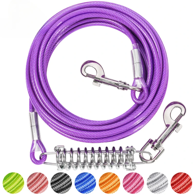 Pet Wire Traction Double Head with Shock Absorbing Spring Dog Leash Leash Double Aluminium Parts Anti-bite Dog Chain