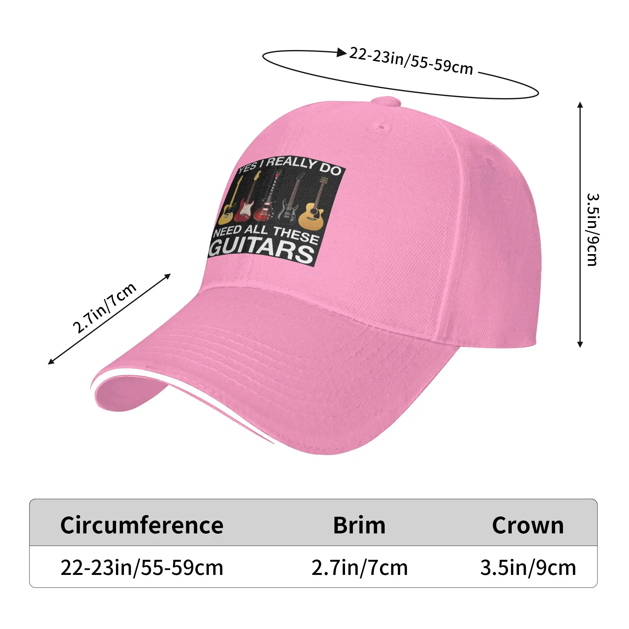 Yes I Really Do Need All These Guitars Cap Casual Baseball Caps Adjustable Hat Hip Hop Summer Unisex Baseball Hats Customizable