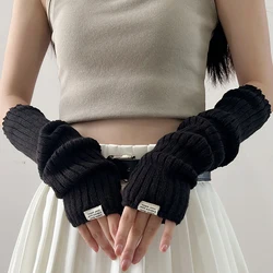 1Pair New Spring Y2K Sweet Knitted Arm Warmers Long Sleeve Fingerless Gloves Harajuku Girls Punk Gothic Accessories Mittens