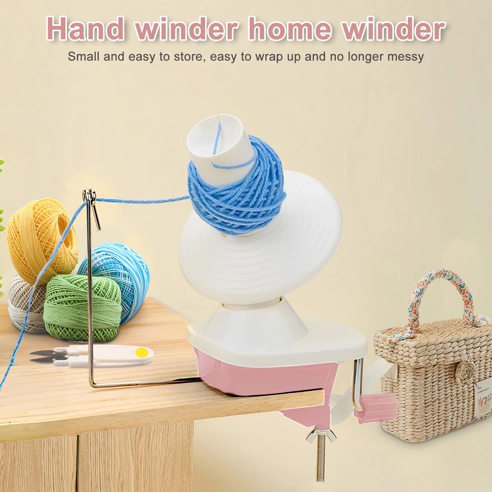 Hand Operated Yarn Winder Fiber Wool Manual Handheld Winder Machine String Ball Portable for DIY Sewing Making Accessories