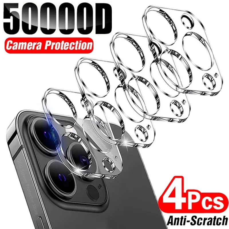 4PCS Camera Protector Glass for iPhone 15 16 Pro Max iPhone16 15 Plus iphone15 ProMax Transparent Camera Lens Protector Film Cap