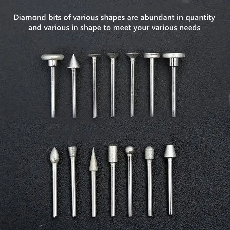 Oudtinx 50pcs Diamond Coated Grinding Head Grinding Burrs Set for Dremel Rotary Tool