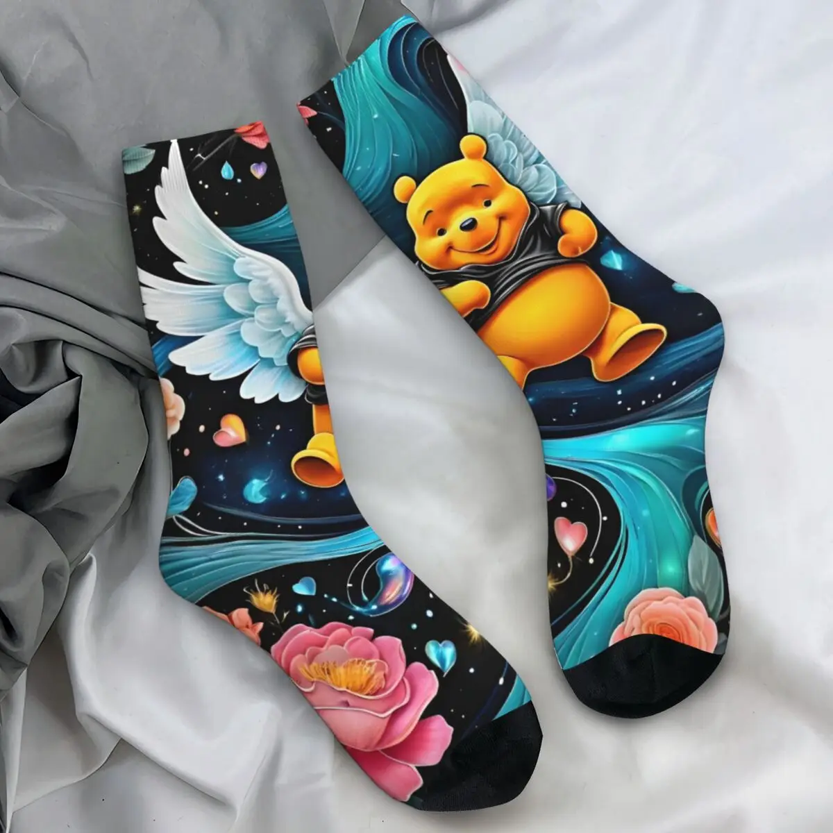 

Winnie Pooh Bear Cartoon Stockings Pattern Gothic Socks Autumn Non Slip Socks Women Men Climbing Warm Soft Socks