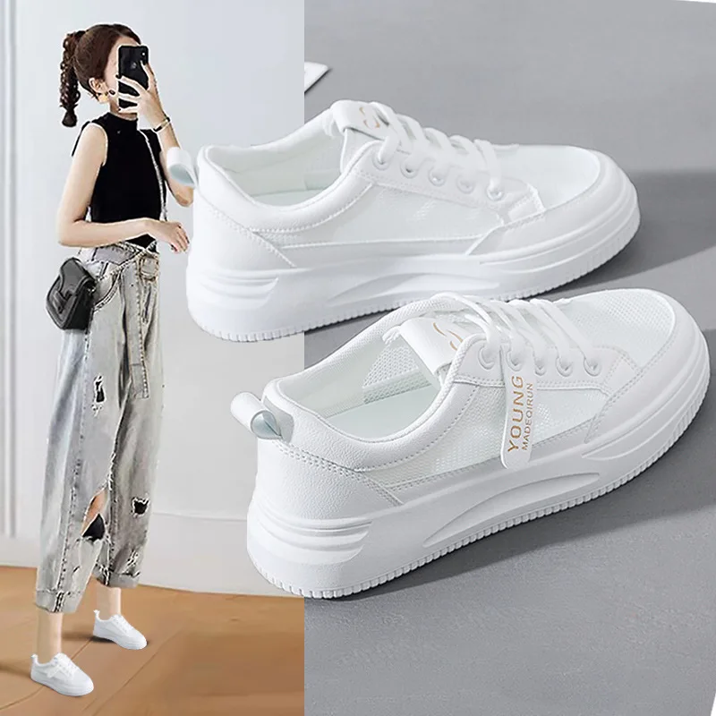 New Women Shoes White Sneakers Vulcanized Shoes 2022 Fashion Girls Running Shoes Lace-up Comfortable Casual Shoes Female Shoes