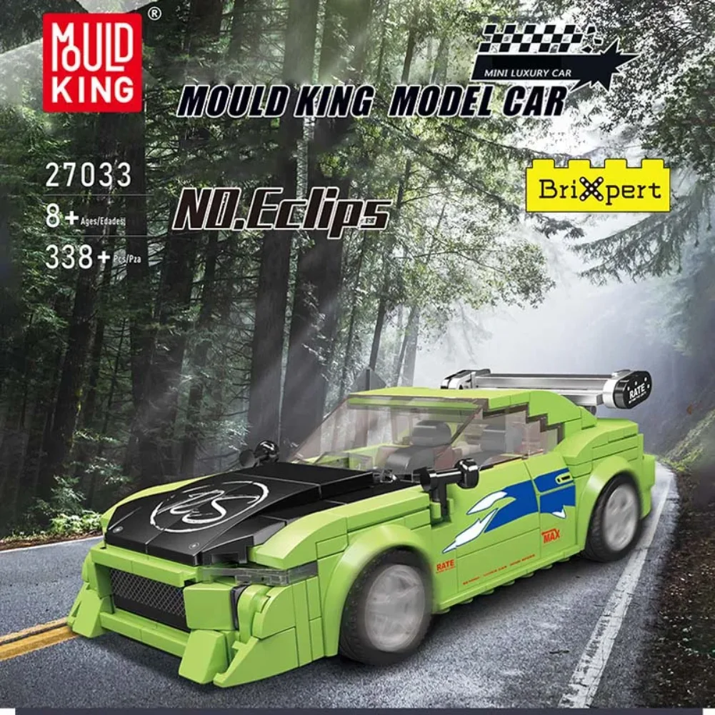 Mould King 27033 Sports Car Race Car Model Roadster Champions Toys with Acrylic Display Case Building Blocks Vehicle Gift Kids