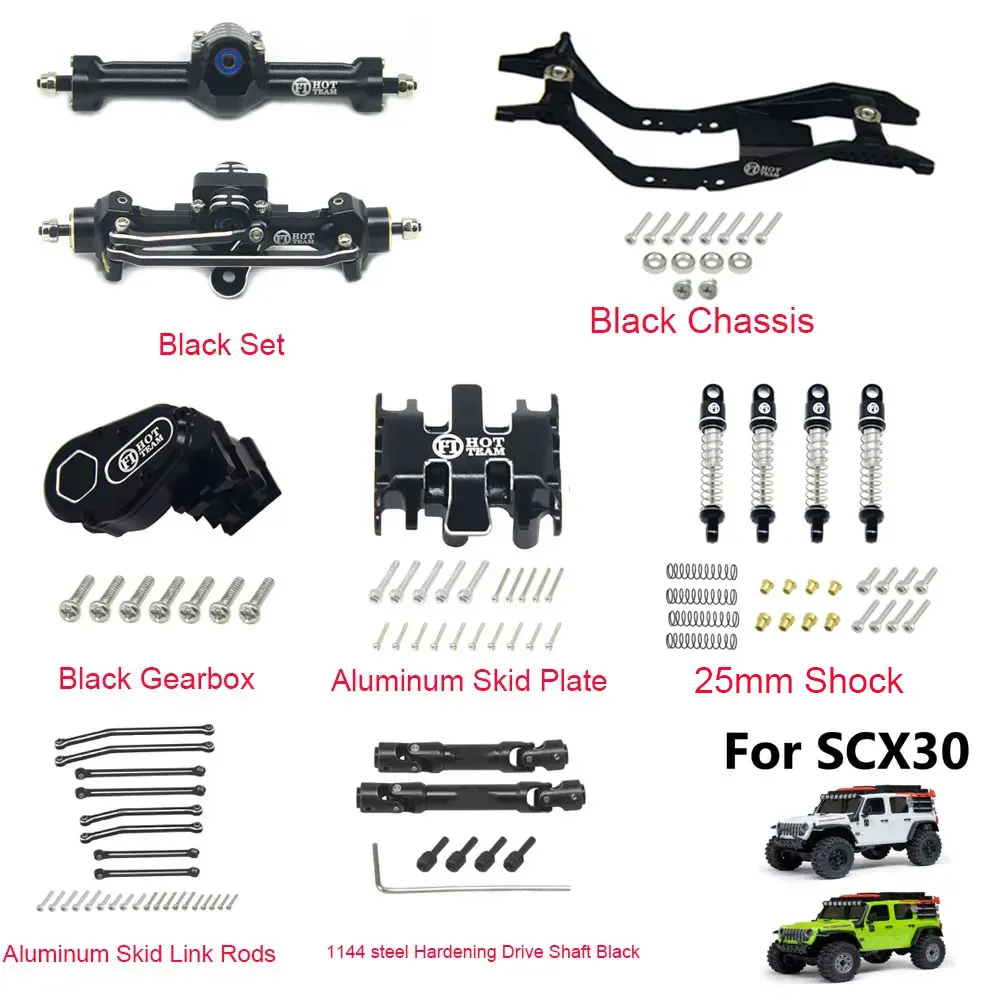 Hot Team Aluminum front/rear axle and gear box and skid and shock and chassis skid link For Axial SCX30 RC Cars part