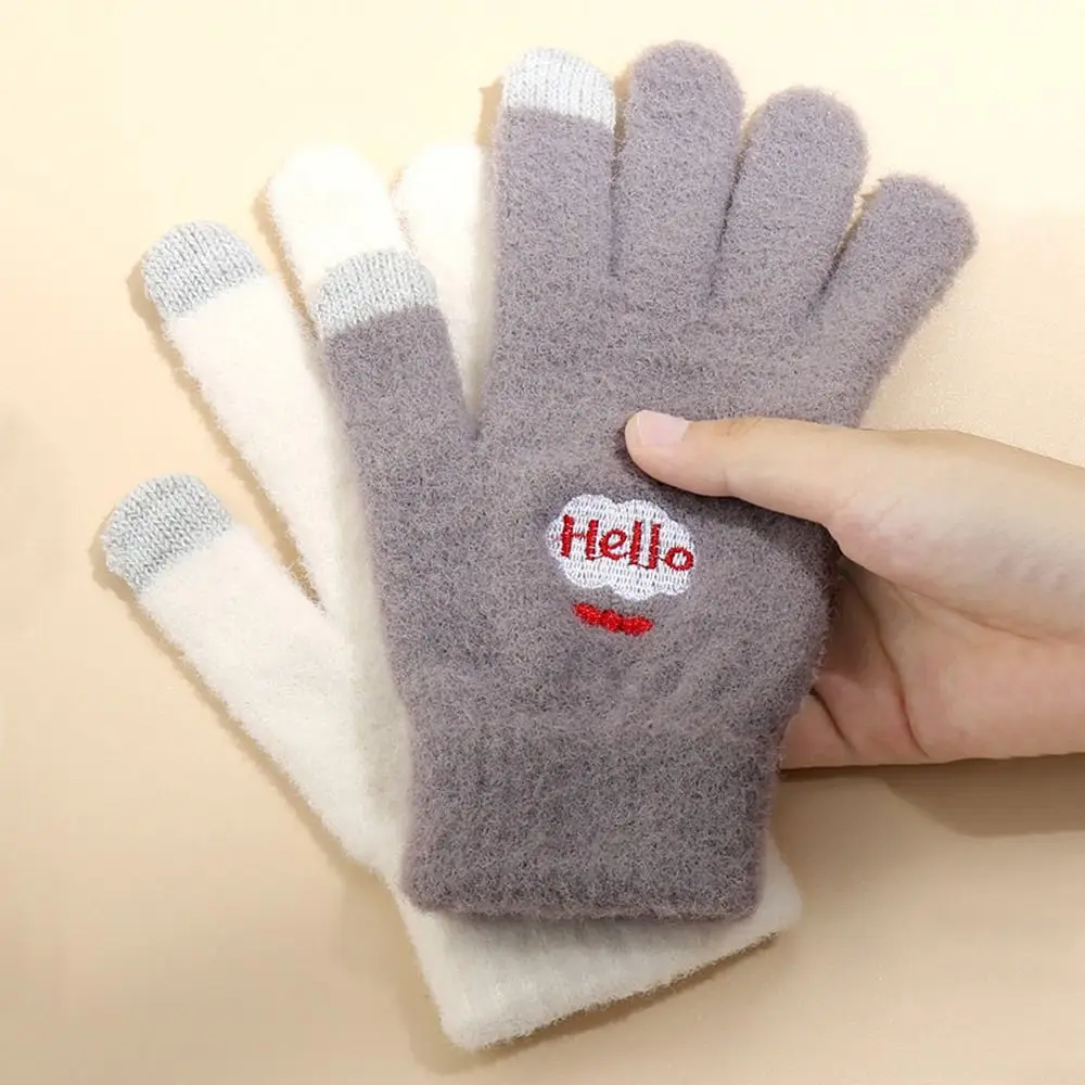 الفتيات ركوب الدراجات القيادة شاشة تعمل باللمس جميع قفازات الأصابع قفازات الشتاء محبوك القفازات رقيق #2