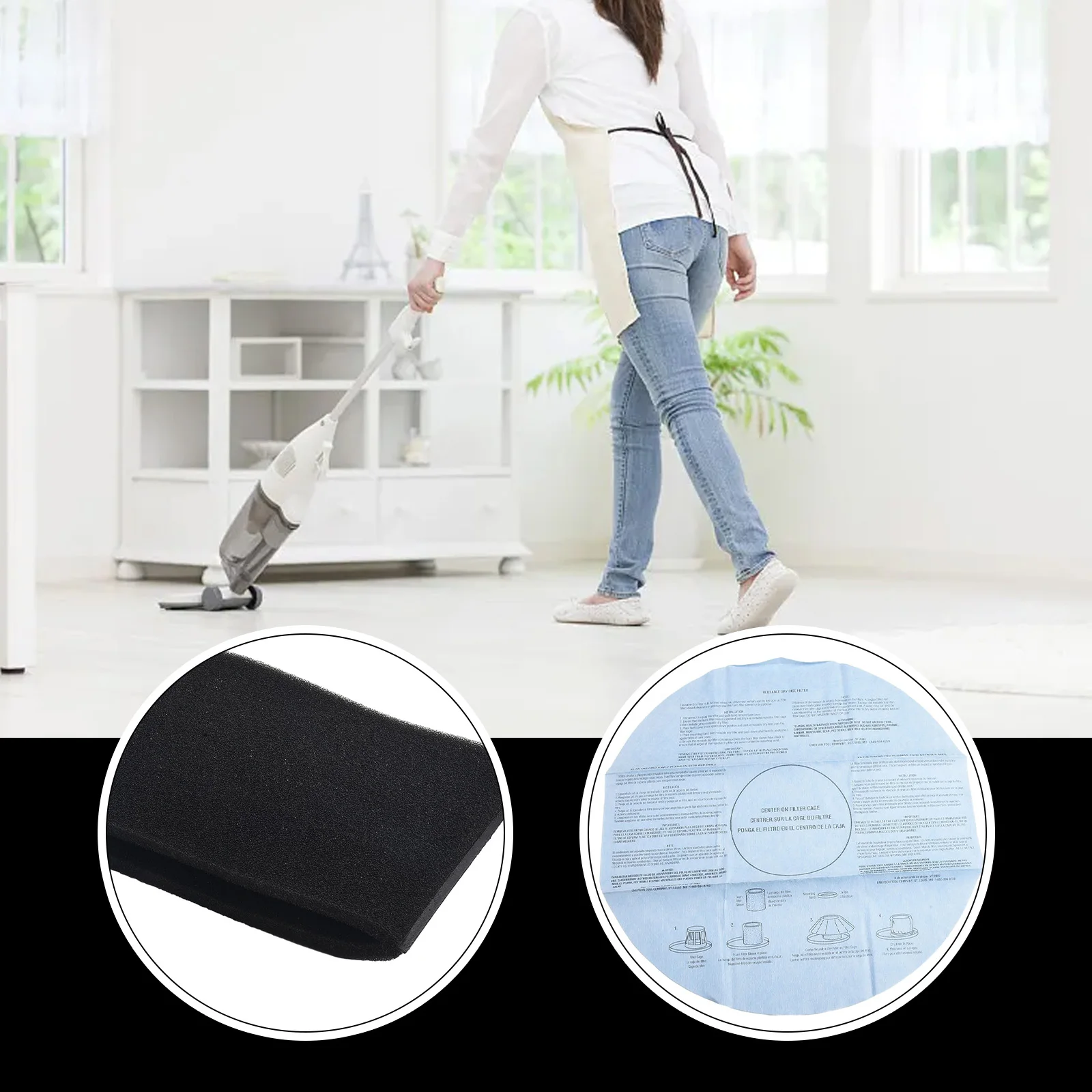 

9010700 Foam Sleeve Filter Compatible With Shop Wet Dry Vac Vacuum Cleaners Filter Foam Filter Elastic Band Kit Replacement