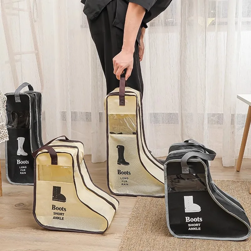 Bolsas de Armazenamento de Sapatos Portáteis com Zíper para Viagem, Capa Protetora para Botas de Chuva de Longa Duração, Organizador à Prova de Poeira para Acessórios de Calçados