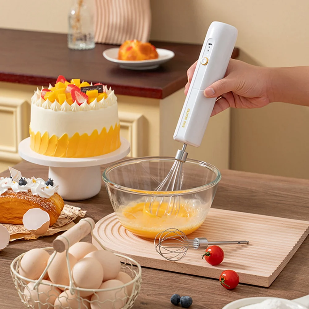 PORK-Compact Foldable Electric Mixer With Dual Whisks, USB Rechargeable For Cake Batters & Creams