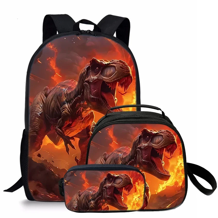 

Набор из 3 шт., круглые сумки для обеда с динозавром, сумки-карандаши, школьные сумки для мальчиков и девочек, лучшие подарки, рюкзак с 3D мультяшным рисунком для детей