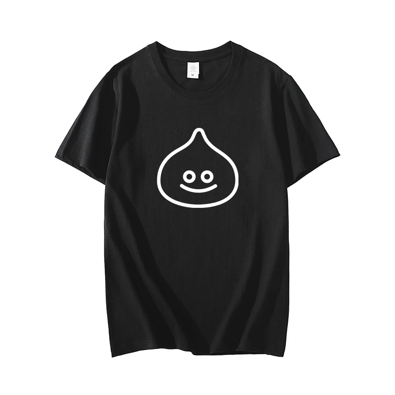 Dragon Quest Slime Expression Print Summer Cotton T Shirts Men Simple O Neck Stretch Solid New Tops Clothing Casual Tshirt