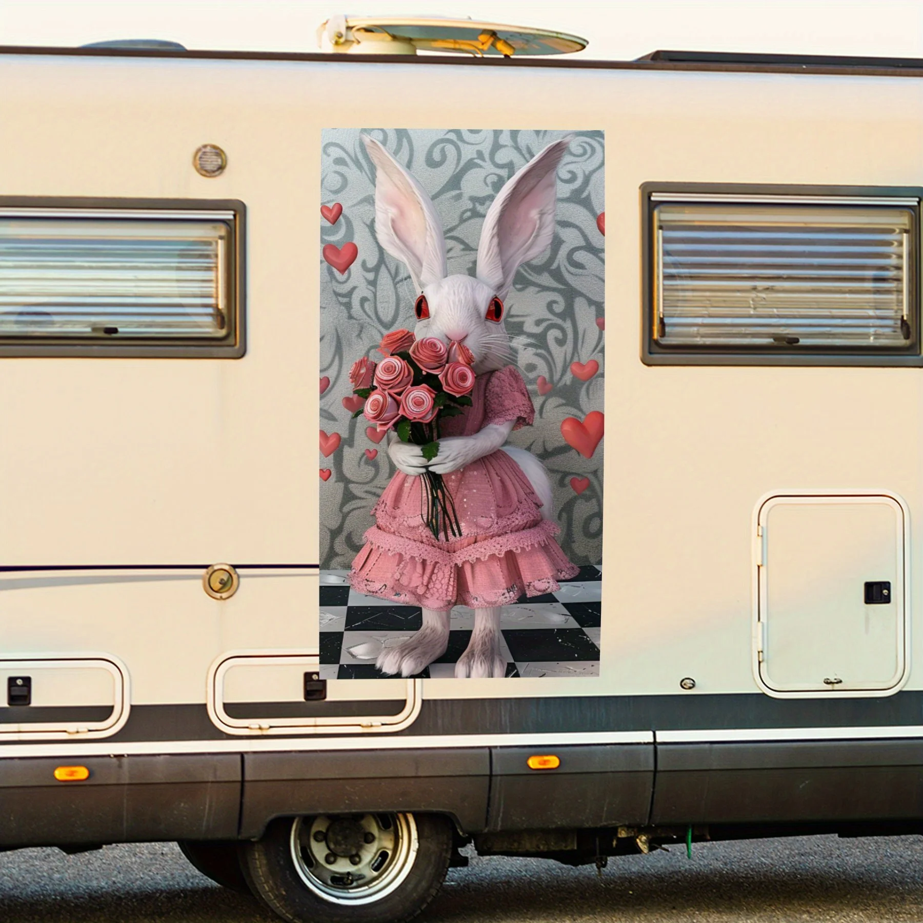 

Автомобильная наклейка «Кролик держит розы», виниловая наклейка на сторону моторики дома, водонепроницаемая самоклеящаяся виниловая наклейка на сторону o