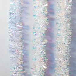 2024 Christmas Ribbon Atmosphere Decoration Party Colorful Rain Silk Tassel Ribbon Rainbow Colorful Woolen Cake Decoration 2M,