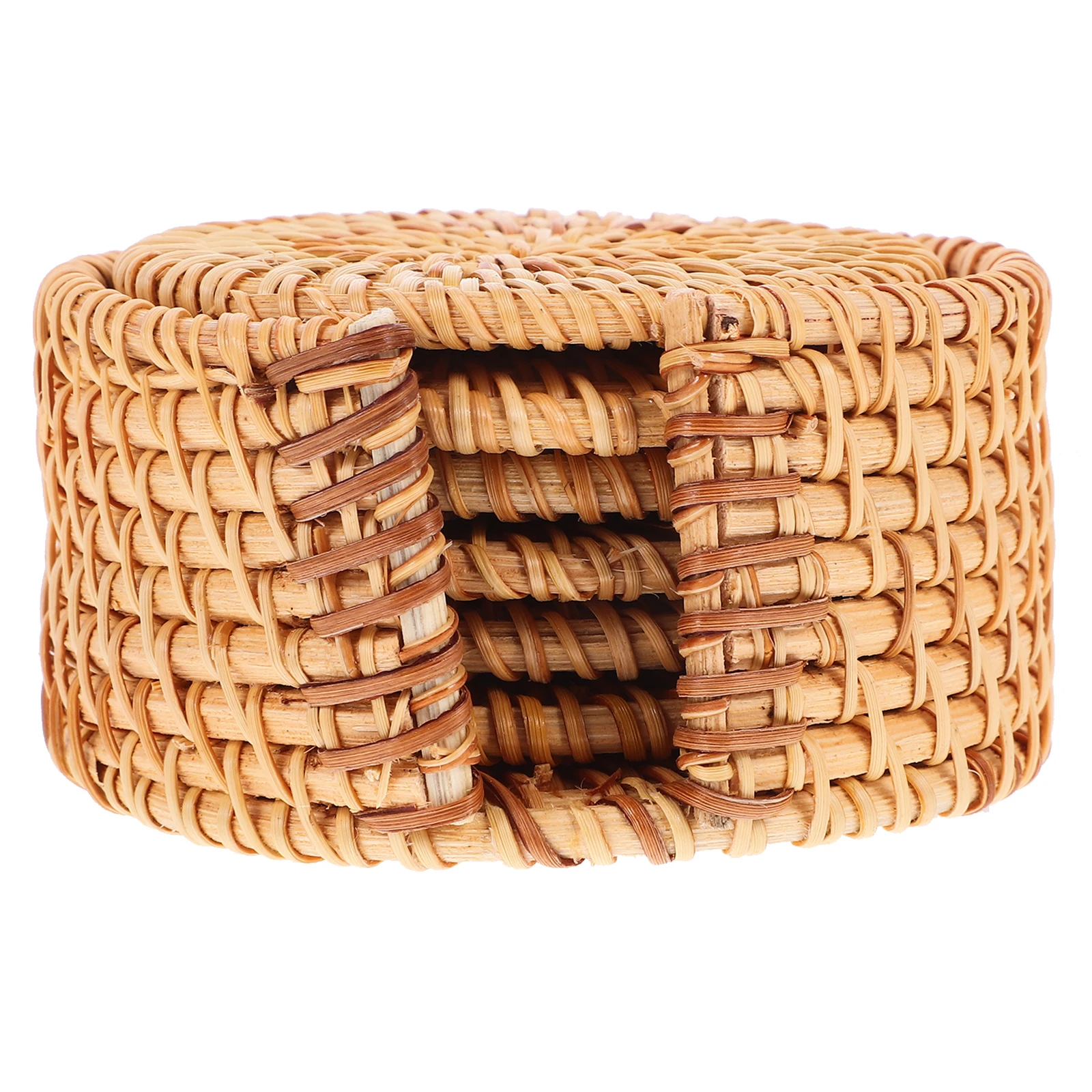 

1 set Rattan Coaster Set Woven Coasters 10CM Heat Insulation Mat Round Coaster for Table Decorative Placemat Kitchen Dining Mats