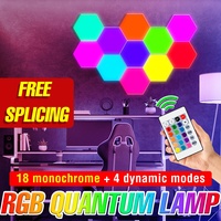 DIY LED Nightlights Hexagons Modular Lamp Colorful Night Light Dimmable Hexagonal Wall Lamp RGB Quantum Lamp Remote Control Bulb