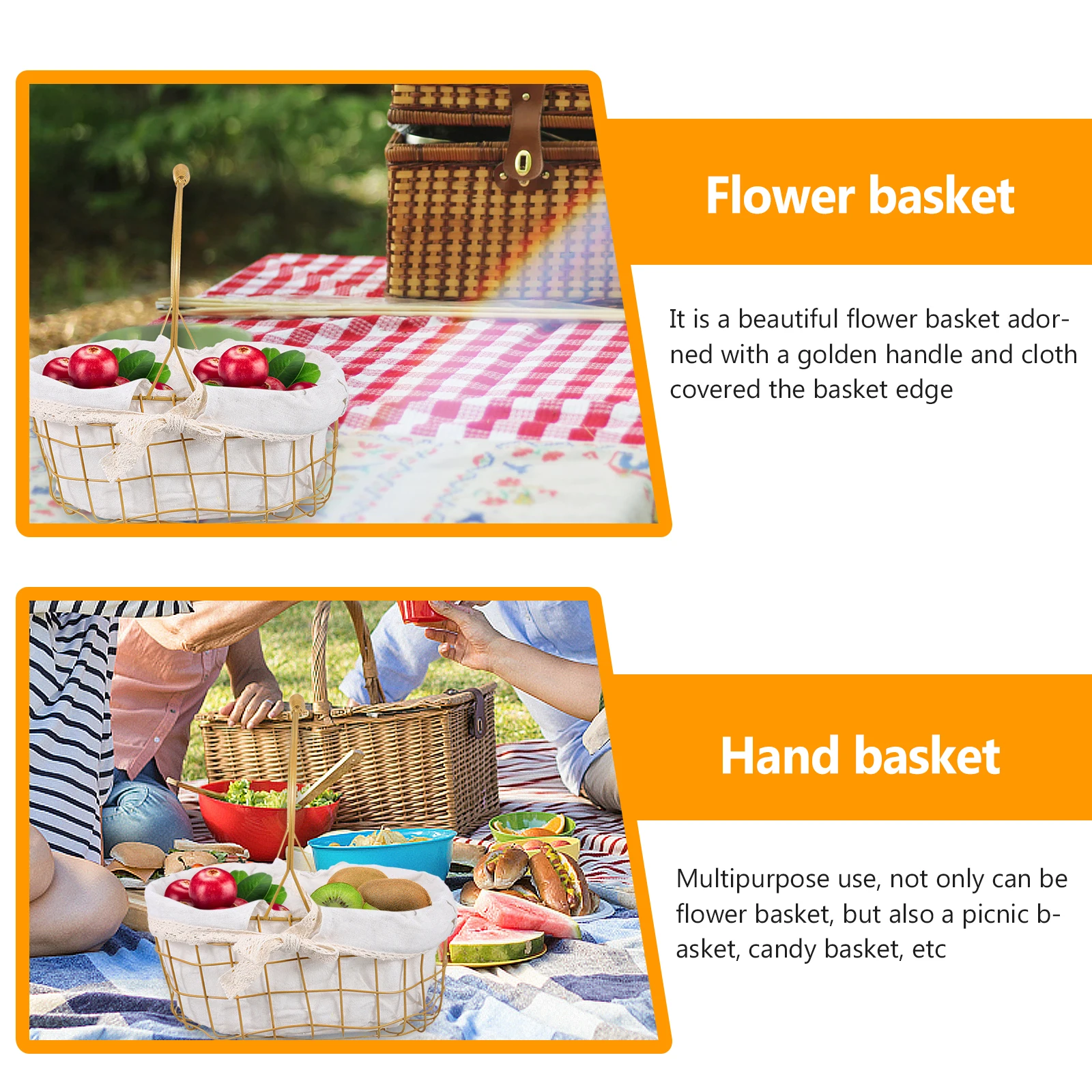 

Iron Storage Basket Handmade Flower Portable Baskets Table Wrought Cloth Material Safe Environmental Friendly Use