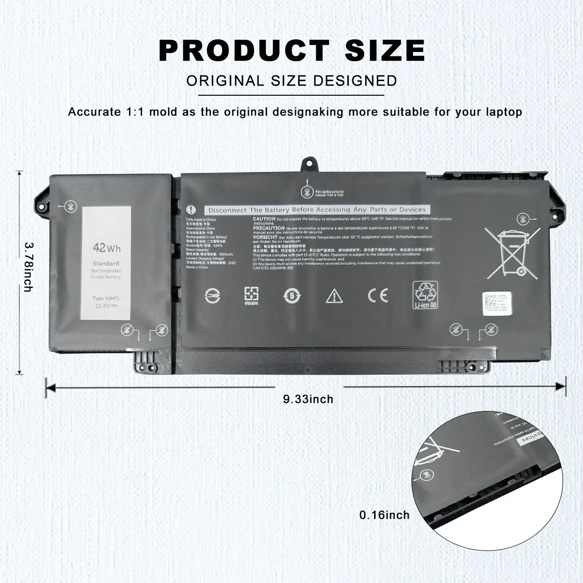 Imagem -05 - Dxt Nova Bateria do Portátil 9jm71 7fmxv para Dell Latitude 5320 7320 7420 7520 Série Hdgj8 Mhr4g Tn2gy 4m1jn 1pp63 11.1v 42wh