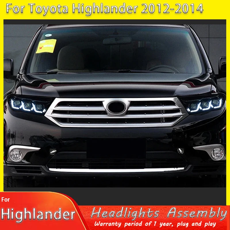 

Pair Full LED Headlight Fit For Toyota Highlander 2012 2013 2014 Front Lamps Assembly Front Lamp Sequential Turning Signal DRL