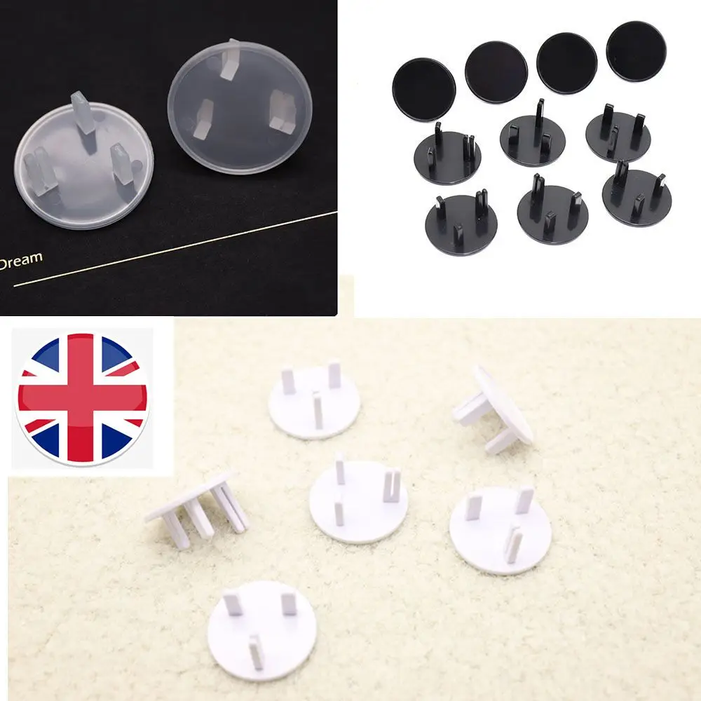 Black Baby Outlet Safety Round Shape Plug Cover 10Pcs UK Power Socket Guard Protector Safety Power Protection Cover